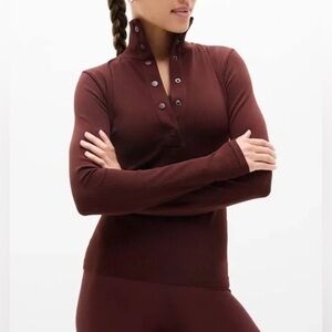 Athleta Flurry Seamless Henley - Brown